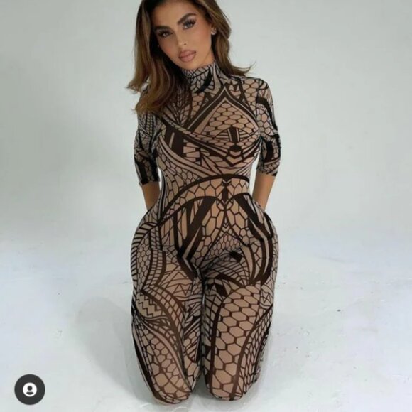 Abstract Thoughts Jumpsuit - Fashion Nova - NWT - L - Picture 3 of 4